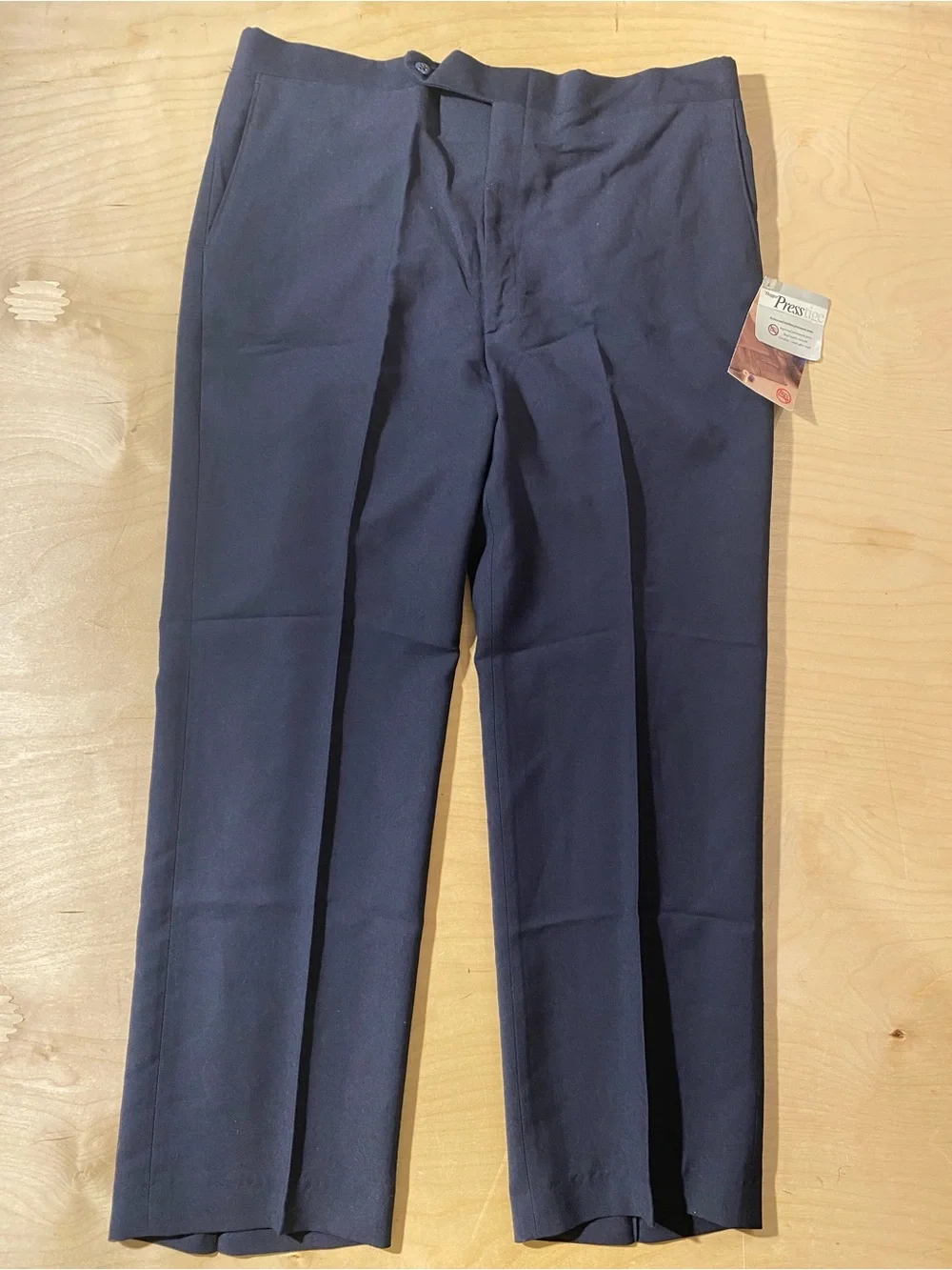 Haggar Presstige Men's Navy Dress Pants - Classic Straight Fit 38 x 32 (SW)